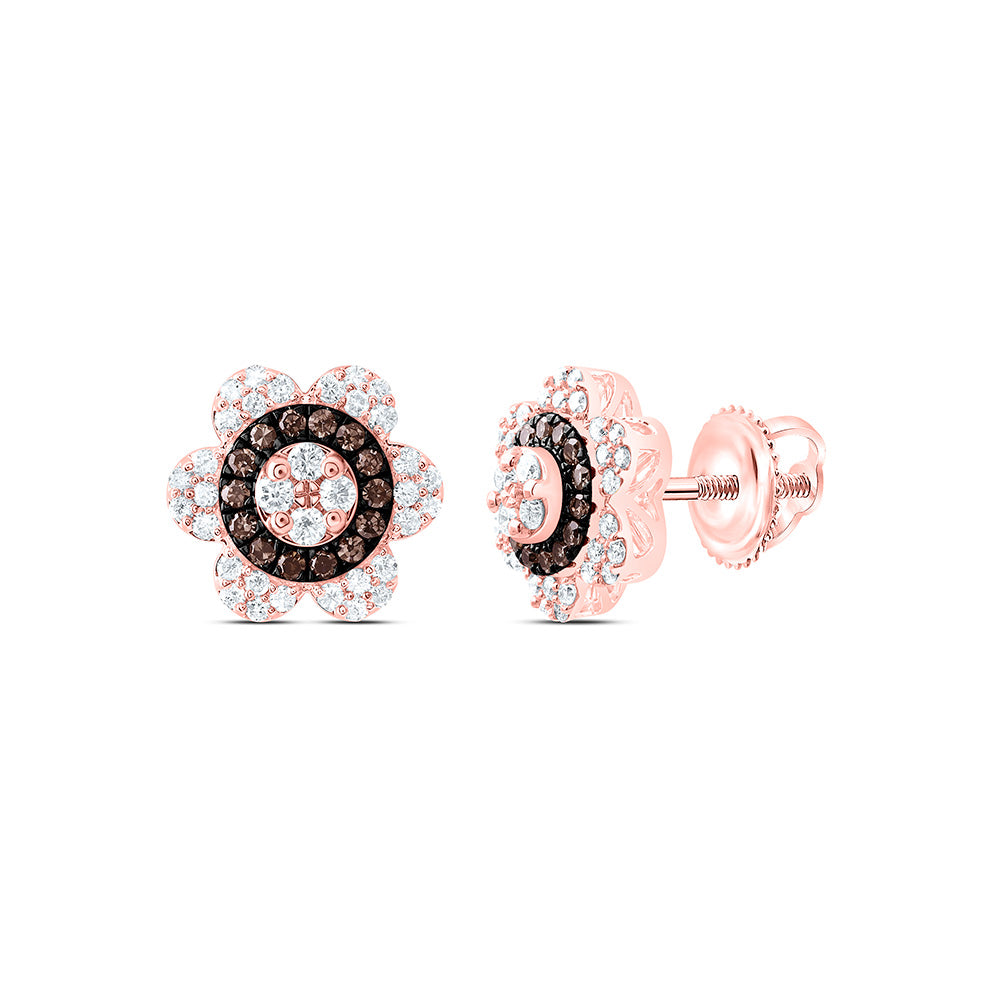 10K Yellow Or Rose Gold 3/8 Cttw Natural Diamond Cn Fashion Natural Flower Earring