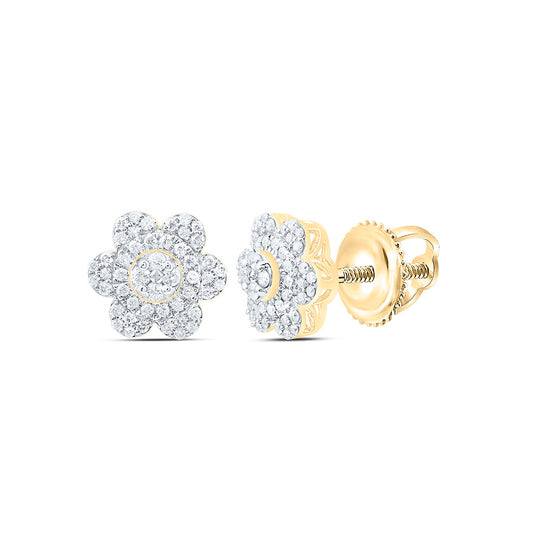 10K Yellow Or White Gold 1/3 Cttw Natural Diamond Cn Fashion Flower Earring