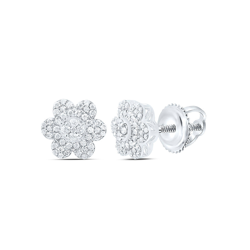 10K Yellow Or White Gold 1/3 Cttw Natural Diamond Cn Fashion Flower Earring