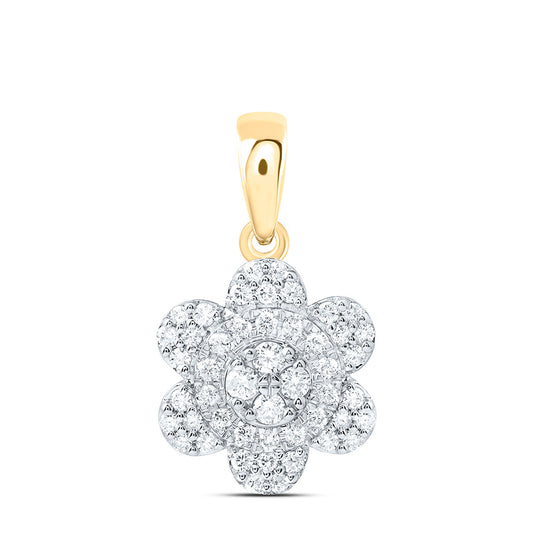 10K Yellow Or White Gold 1/3 Cttw Natural Diamond Cn Fashion Flower Pendant