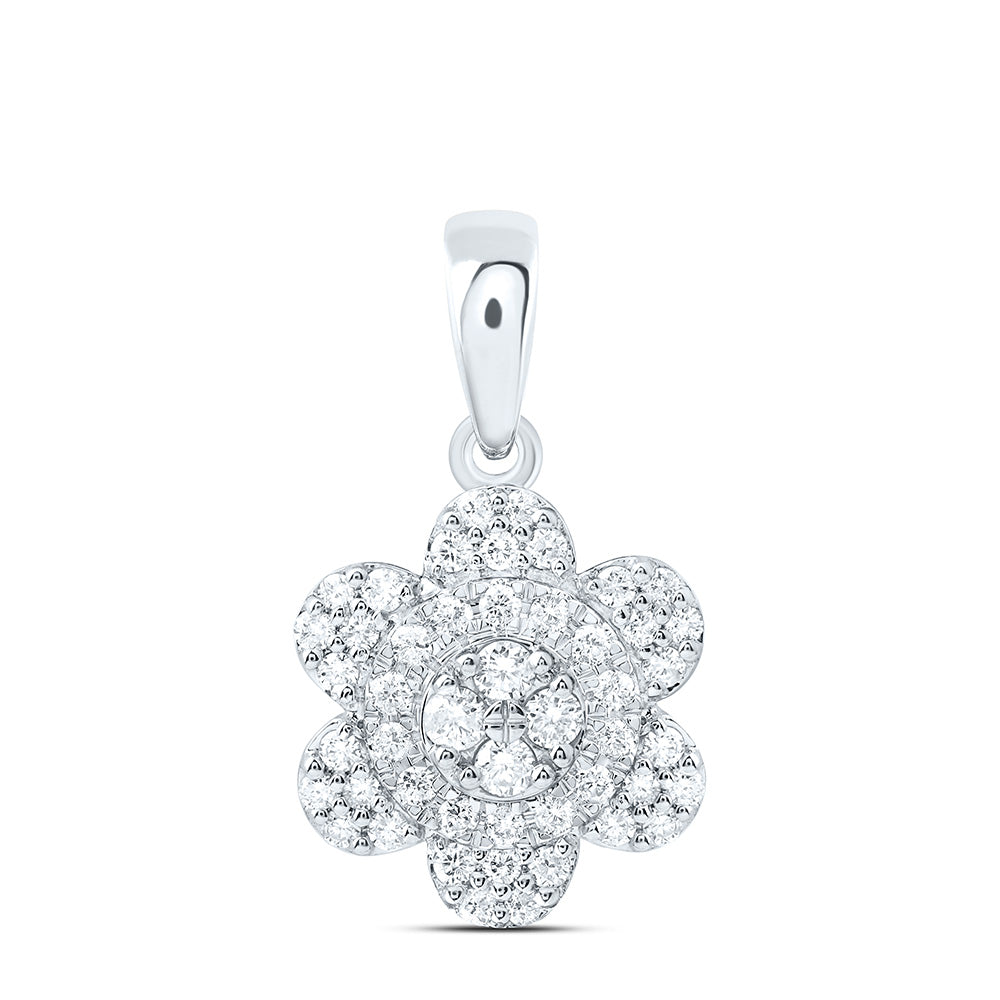 10K Yellow Or White Gold 1/3 Cttw Natural Diamond Cn Fashion Flower Pendant