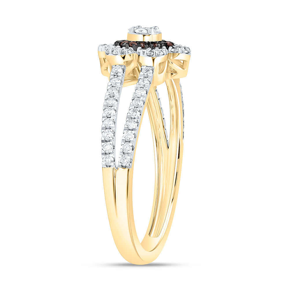 10K Yellow Or White Or Rose Gold 3/8 Cttw Natural Diamond Cn Flower Bridal Anniversary Wedding Engagement Band Ring