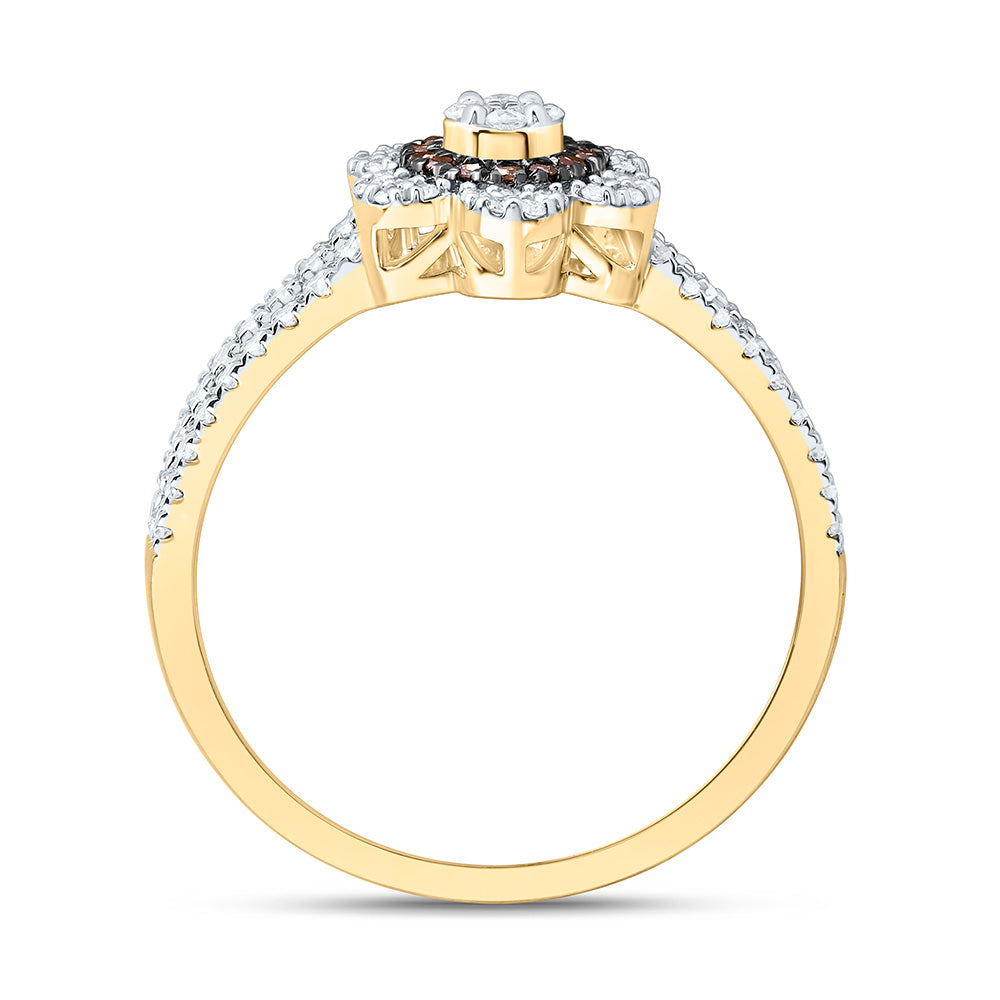 10K Yellow Or White Or Rose Gold 3/8 Cttw Natural Diamond Cn Flower Bridal Anniversary Wedding Engagement Band Ring