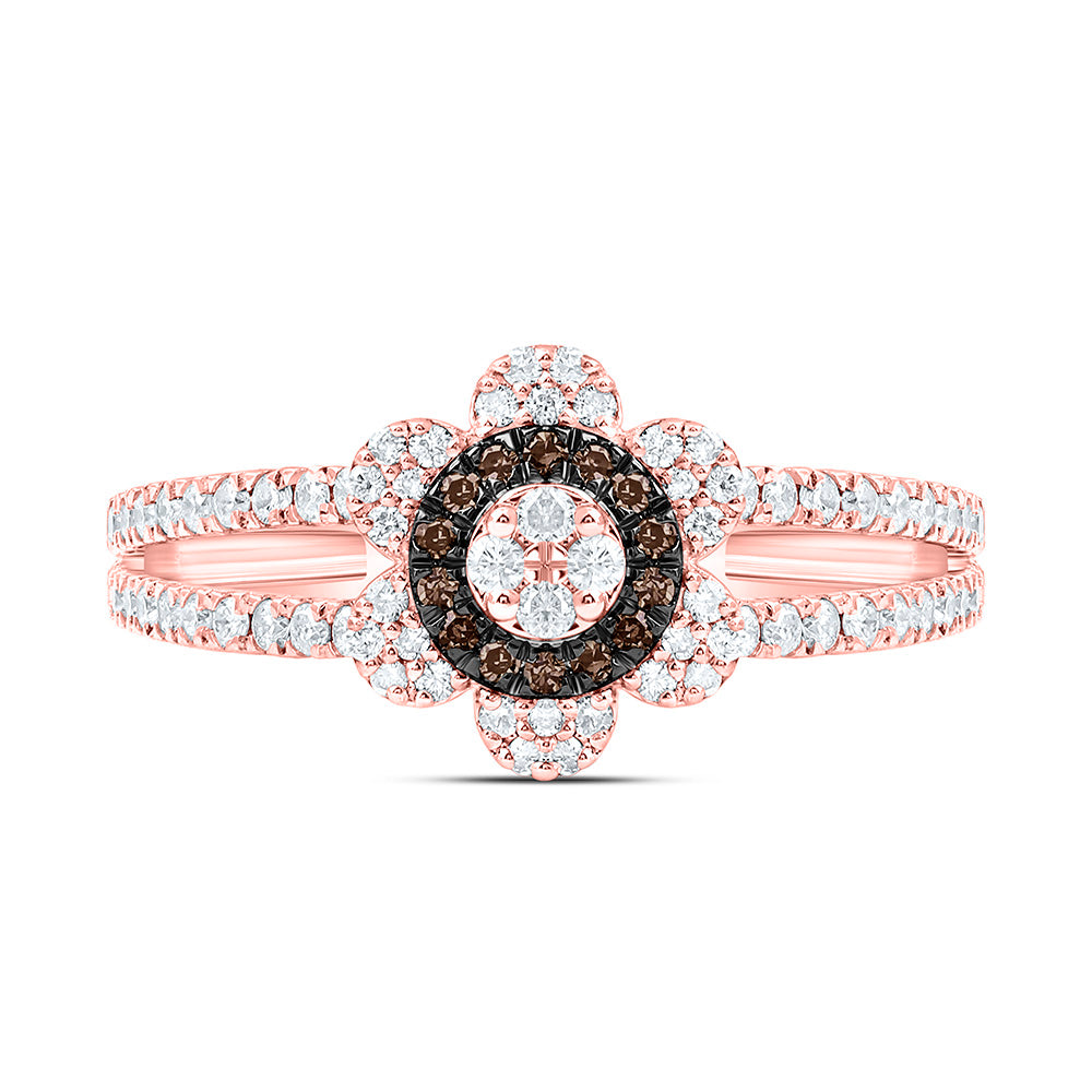 10K Yellow Or White Or Rose Gold 3/8 Cttw Natural Diamond Cn Flower Bridal Anniversary Wedding Engagement Band Ring