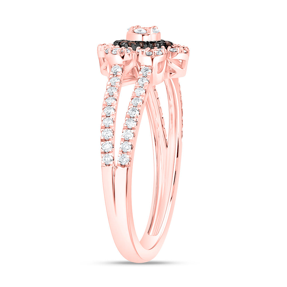 10K Yellow Or White Or Rose Gold 3/8 Cttw Natural Diamond Cn Flower Bridal Anniversary Wedding Engagement Band Ring