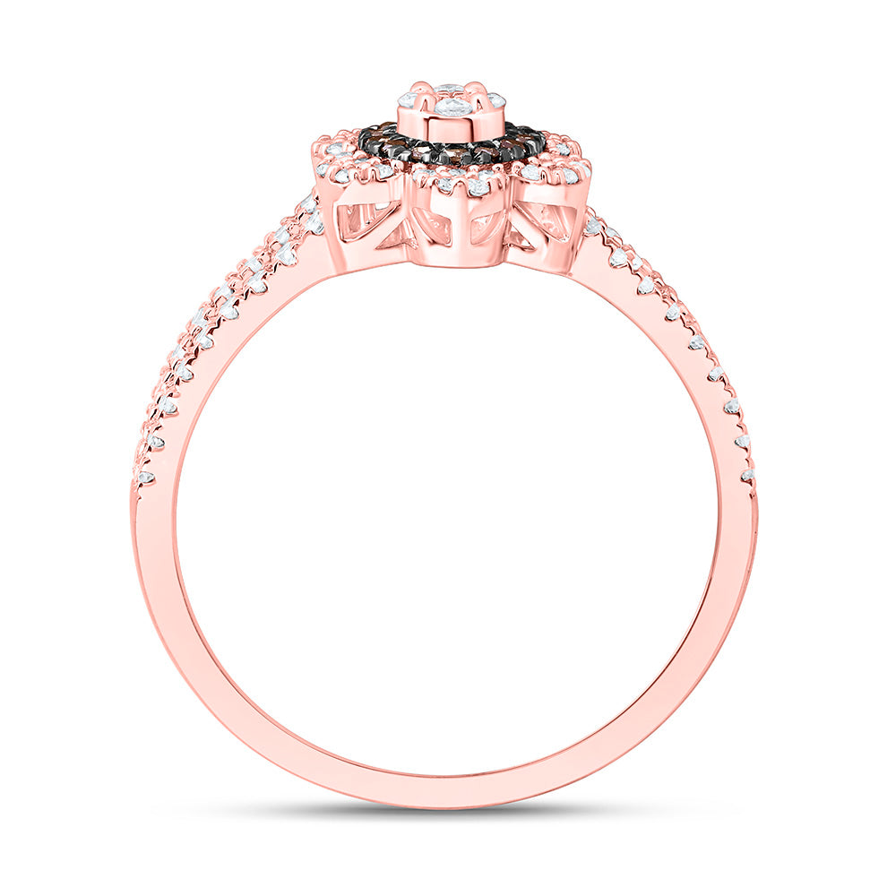 10K Yellow Or White Or Rose Gold 3/8 Cttw Natural Diamond Cn Flower Bridal Anniversary Wedding Engagement Band Ring