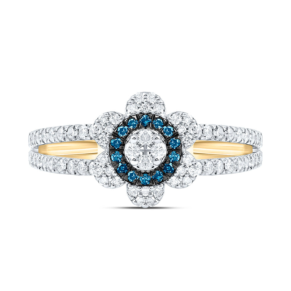 10K Yellow Or White Or Rose Gold 3/8 Cttw Natural Diamond Cn Flower Bridal Anniversary Wedding Engagement Band Ring