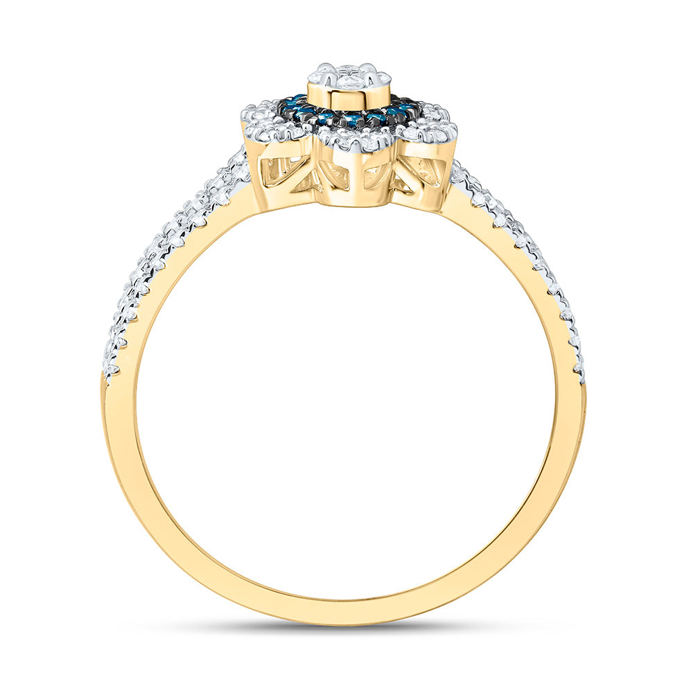 10K Yellow Or White Or Rose Gold 3/8 Cttw Natural Diamond Cn Flower Bridal Anniversary Wedding Engagement Band Ring
