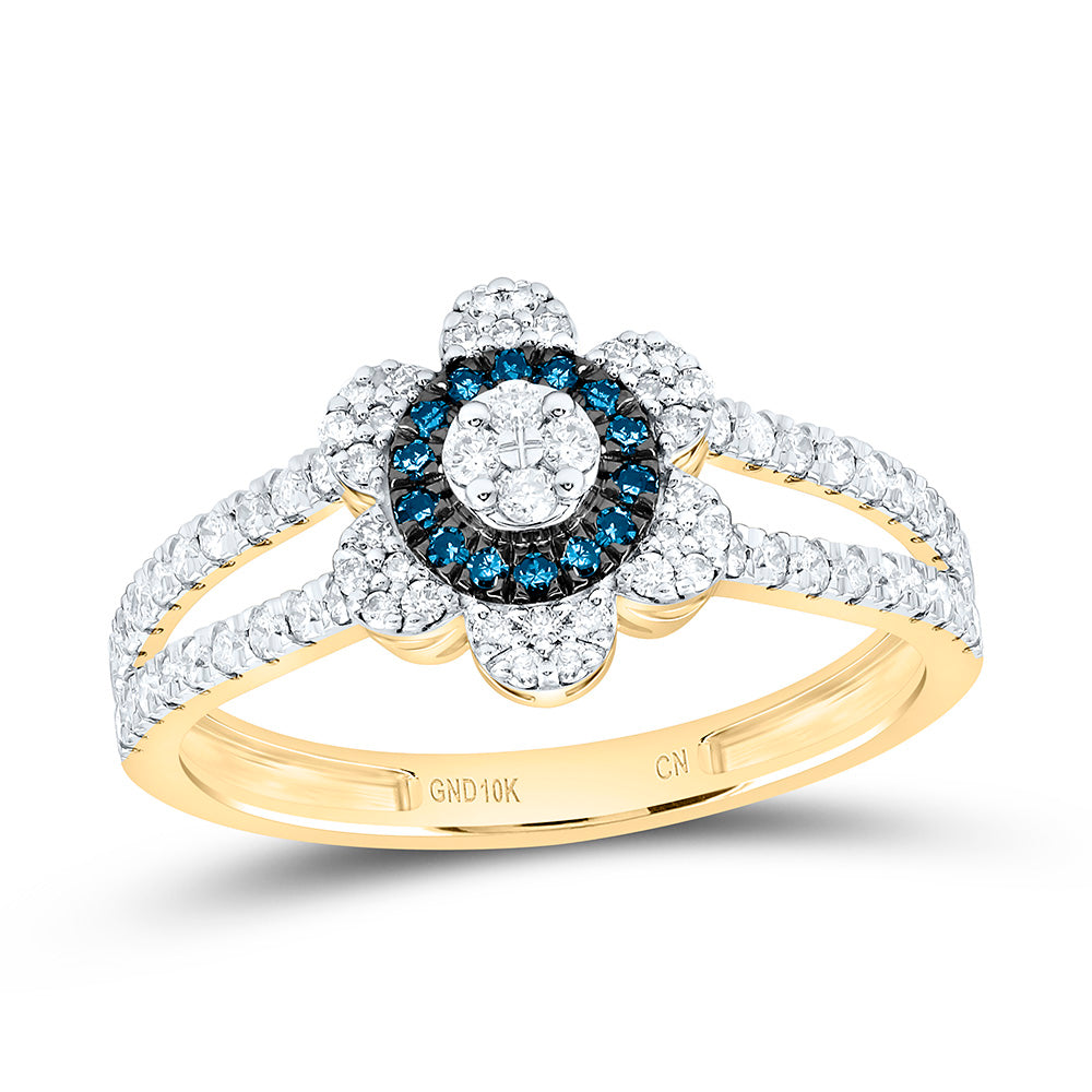 10K Yellow Or White Or Rose Gold 3/8 Cttw Natural Diamond Cn Flower Bridal Anniversary Wedding Engagement Band Ring