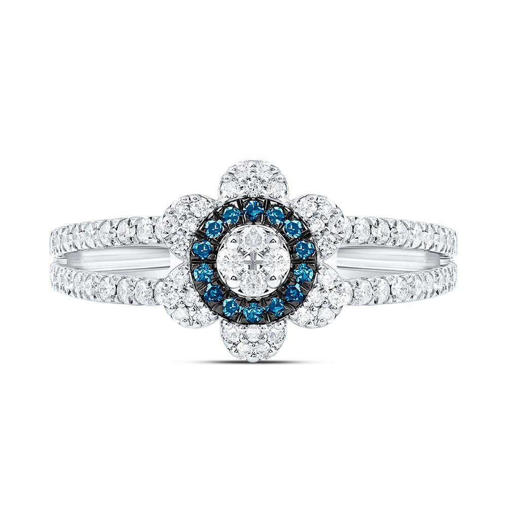 10K Yellow Or White Or Rose Gold 3/8 Cttw Natural Diamond Cn Flower Bridal Anniversary Wedding Engagement Band Ring