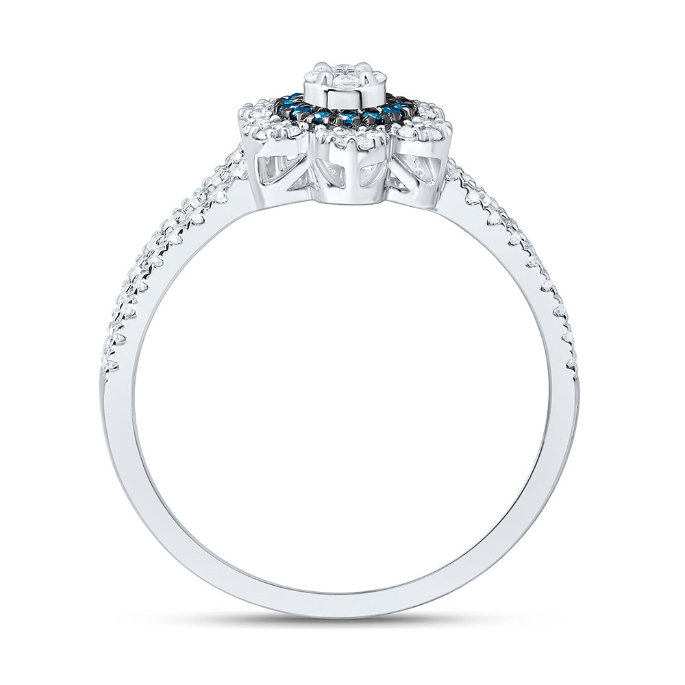 10K Yellow Or White Or Rose Gold 3/8 Cttw Natural Diamond Cn Flower Bridal Anniversary Wedding Engagement Band Ring