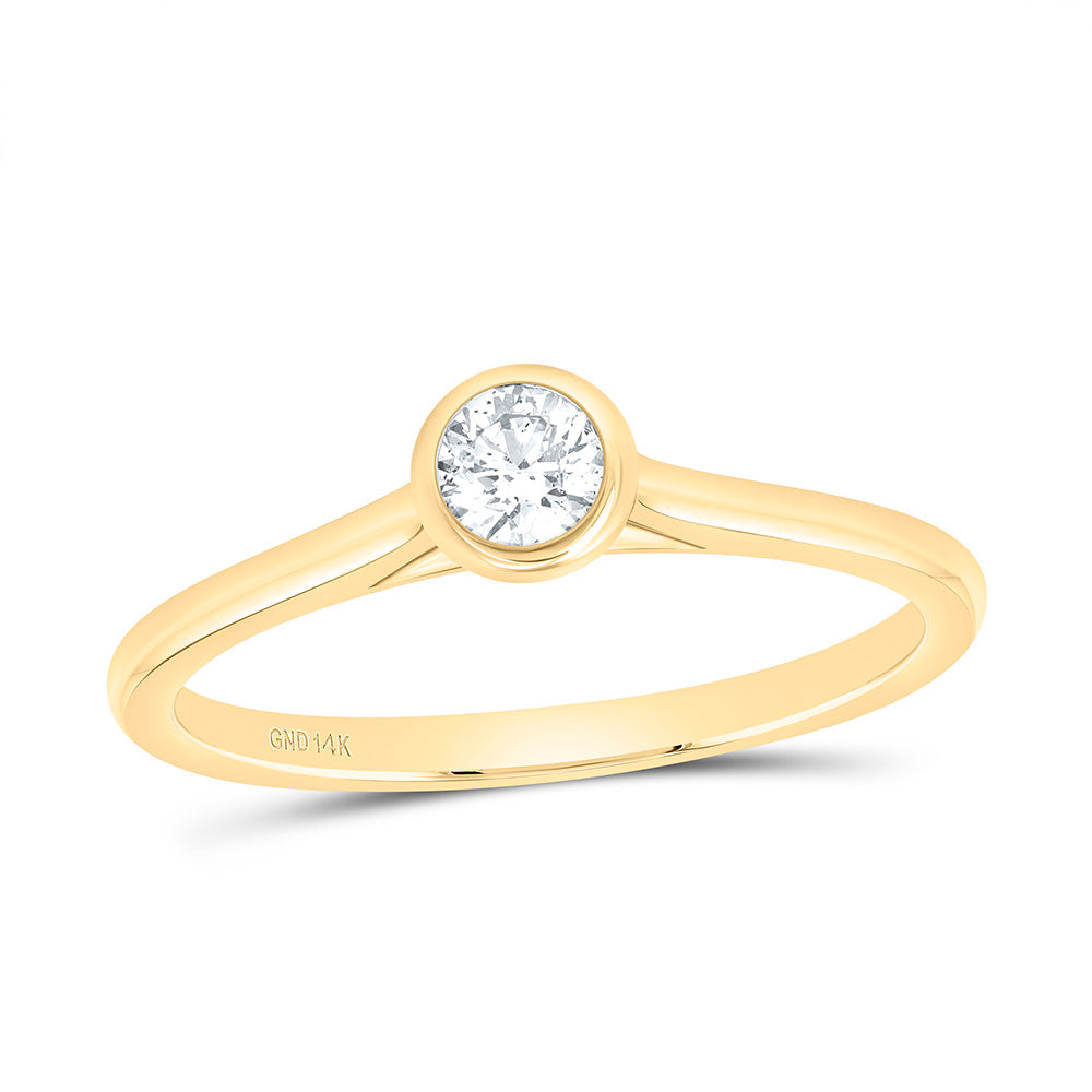 14K Yellow Gold 1/4 Cttw Natural Diamond I1 IJ Round Solitaire Bridal Anniversary Wedding Engagement Band Ring