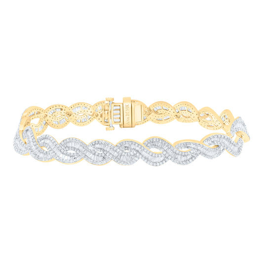 14K Yellow Gold 7 1/2 Cttw Natural Diamond Ana M Mens Bracelet (8 Inch)