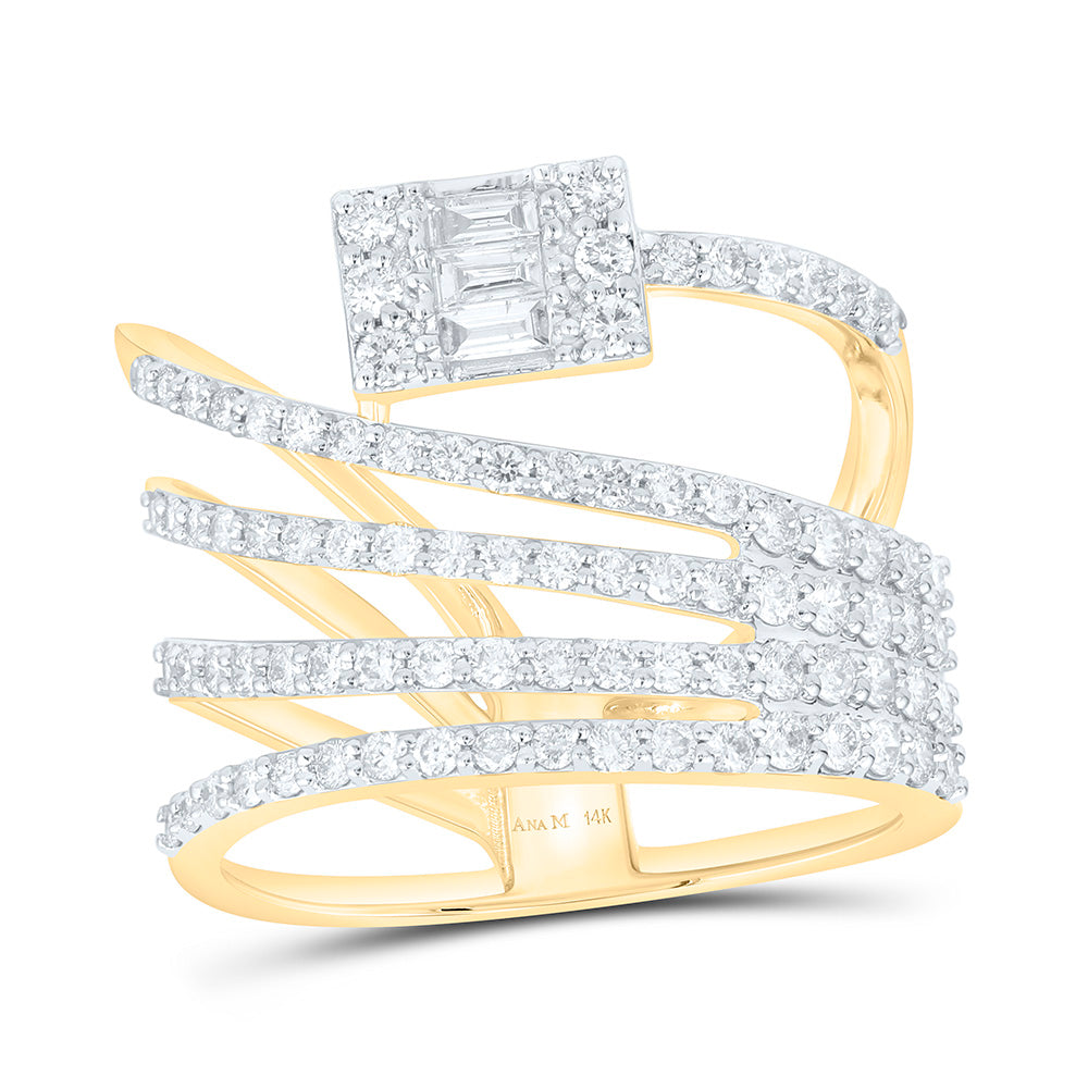 14K Yellow Gold 1 Cttw Natural Diamond Ana M Fashion Bridal Anniversary Wedding Engagement Band Ring