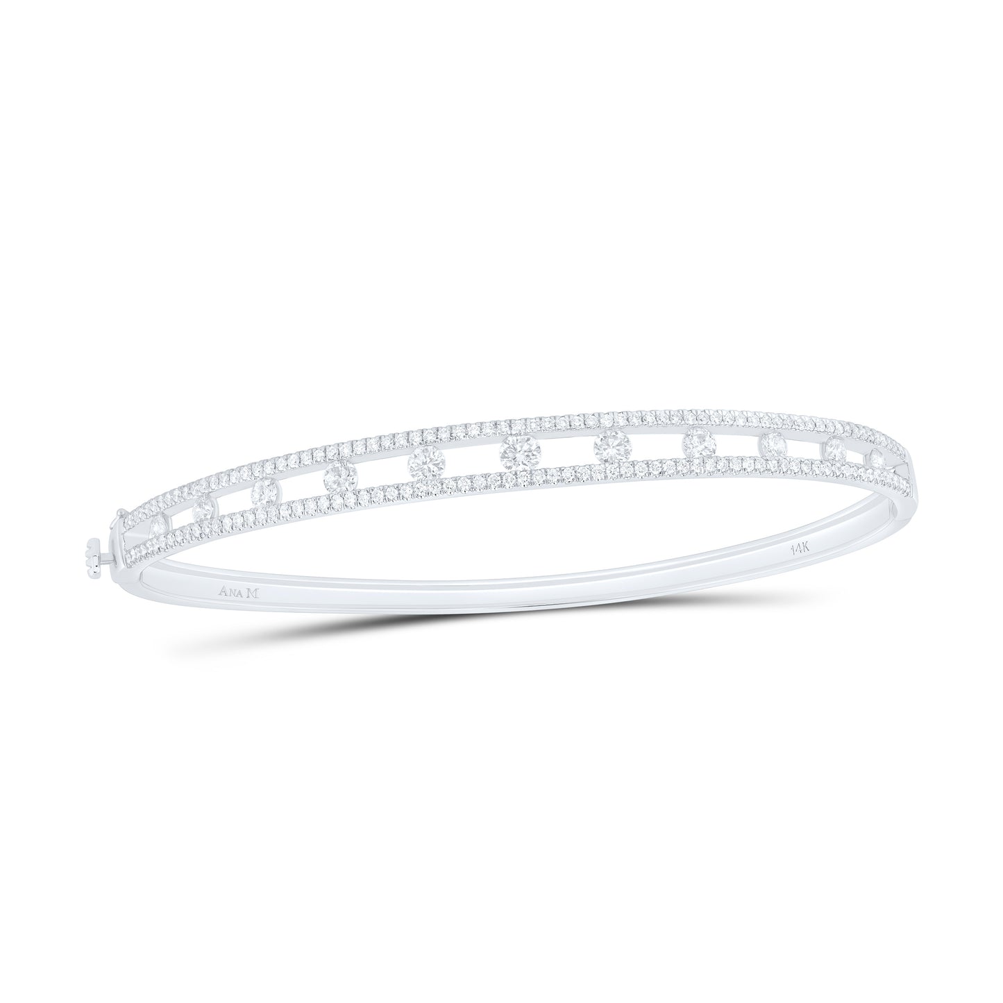 14K White Gold 1 5/8 Cttw Natural Diamond Ana M Fashion Bangle (65Mm X 55Mm)