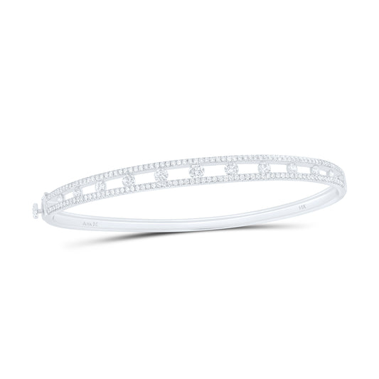 14K White Gold 1 5/8 Cttw Natural Diamond Ana M Fashion Bangle (65Mm X 55Mm)