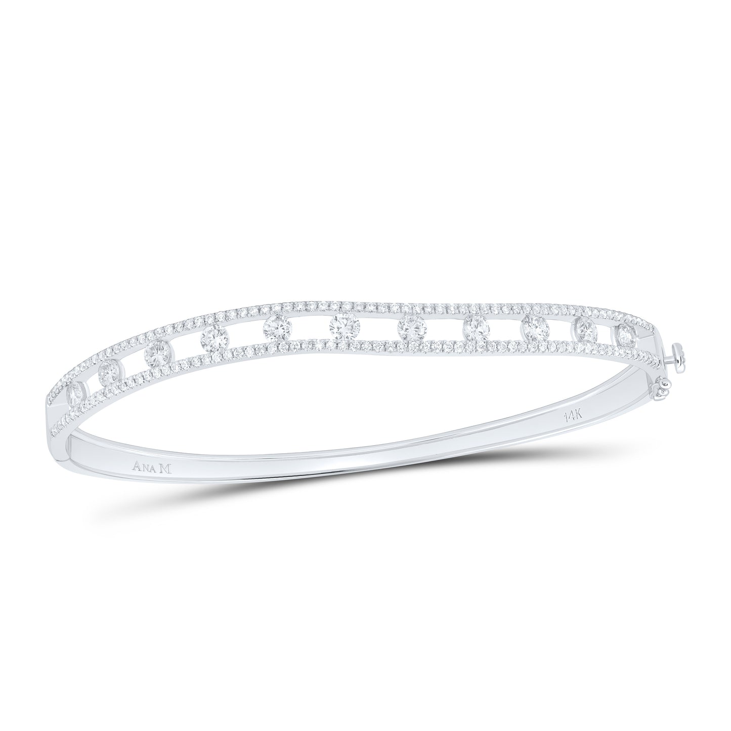14K White Gold 1 7/8 Cttw Natural Diamond Ana M Fashion Bangle (65Mm X 55Mm)