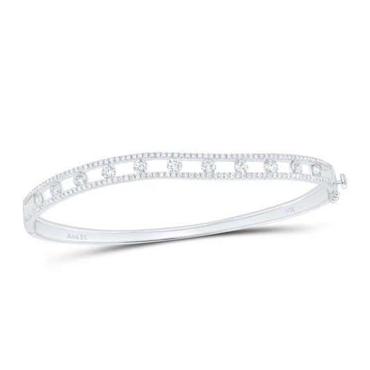 14K White Gold 1 7/8 Cttw Natural Diamond Ana M Fashion Bangle (65Mm X 55Mm)