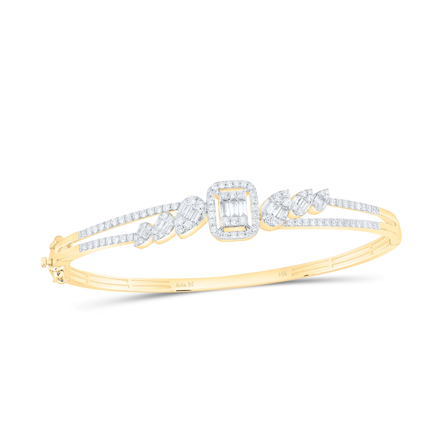 14K Yellow Gold 1 1/2Ctw Natural Diamond Ana M Fashion Bangle (65X55Mm)