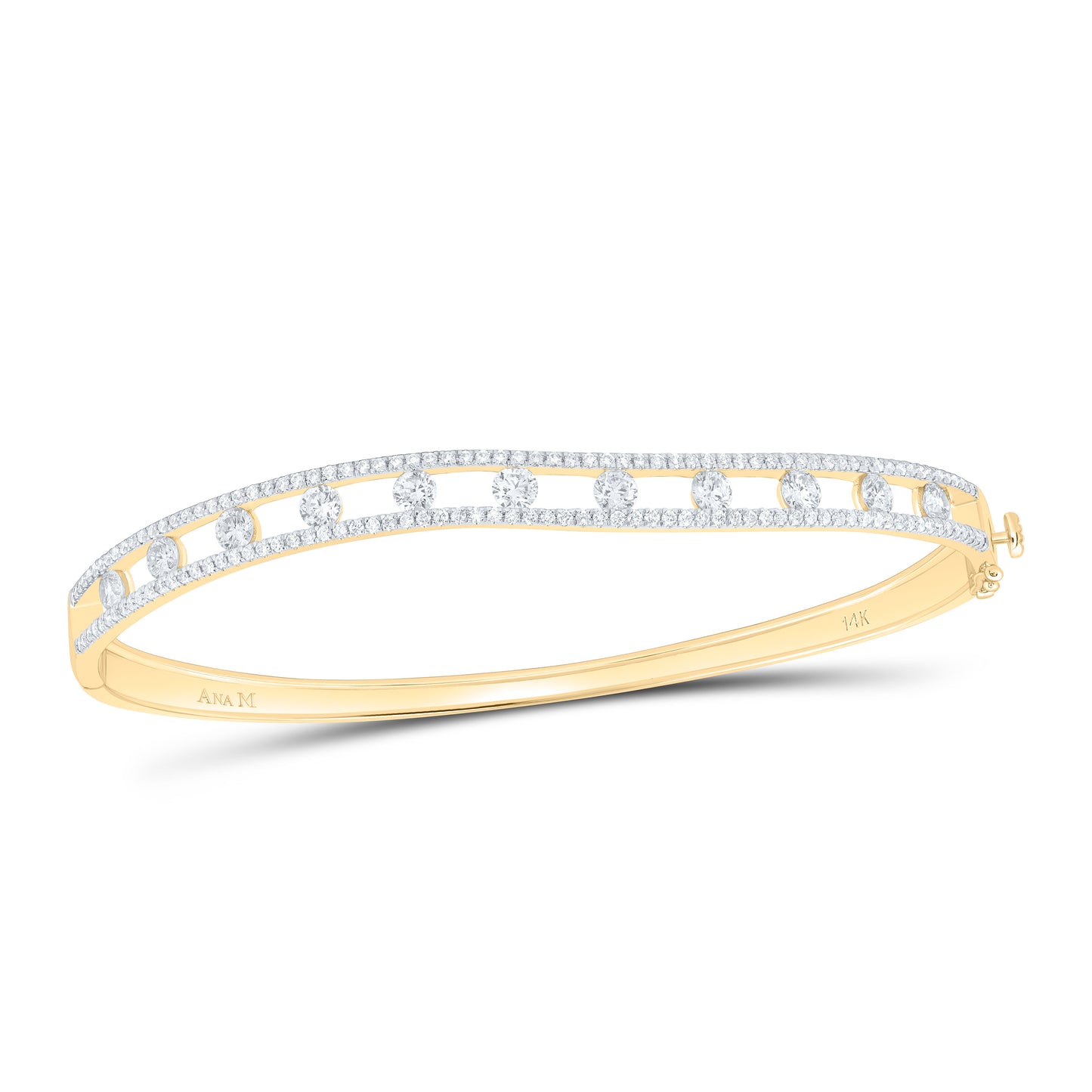 14K White Gold 1 7/8 Cttw Natural Diamond Ana M Fashion Bangle (65Mm X 55Mm)