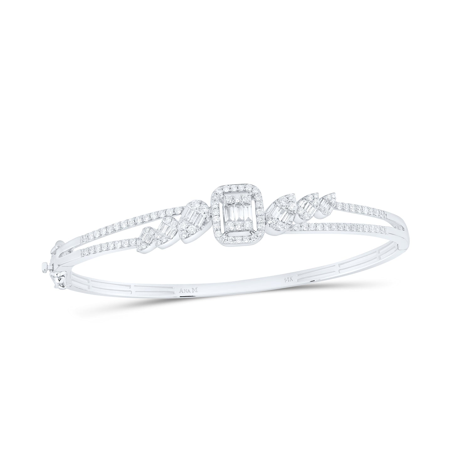 14K White Gold 1 1/2 Cttw Natural Diamond Ana M Fashion Bangle (65X55Mm)