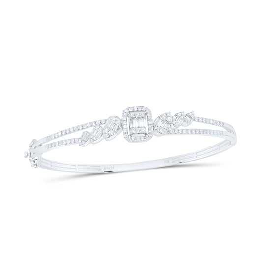 14K White Gold 1 1/2 Cttw Natural Diamond Ana M Fashion Bangle (65X55Mm)