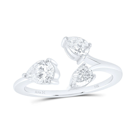 14K White Gold 1Ctw Natural Diamond Ana M Fashion Pear Ring