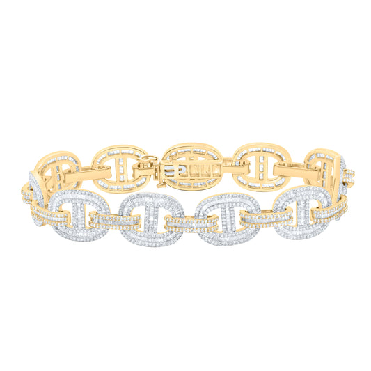 10K Yellow Gold 8 3/8Ctw Natural Diamond 13.40 Mm Cuban Mens Bracelet (8 Inch)