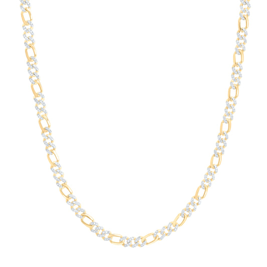 10K Yellow Gold 2 1/3Ctw Natural Diamond Cuban Link Mens Chain (20 Inch)