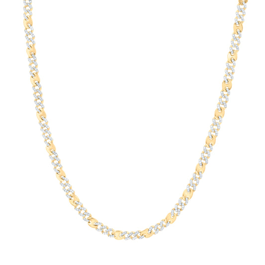 10K Yellow Gold 2 3/4Ctw Natural Diamond Cuban Link Mens Chain (22 Inch)