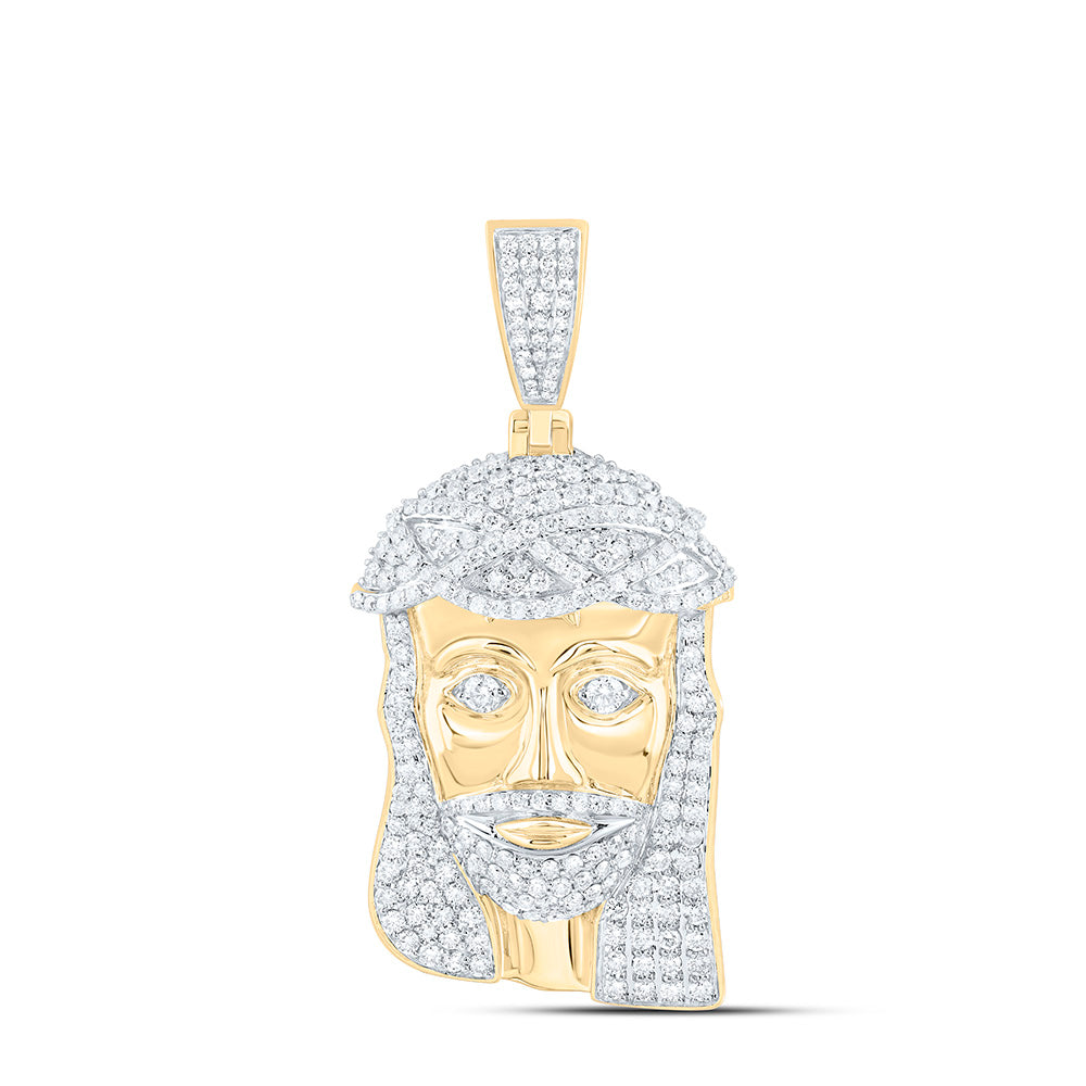 10K Yellow Gold 3Ctw Natural Diamond Jesus Mens Charm