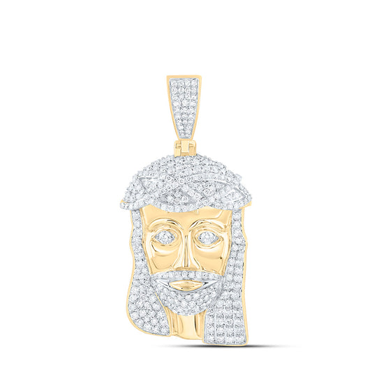 10K Yellow Gold 3Ctw Natural Diamond Jesus Mens Charm