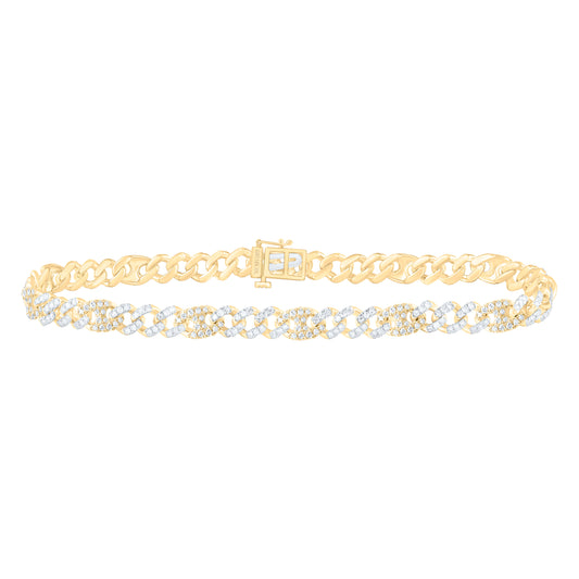10K Yellow Gold 1 3/4Ctw Natural Diamond Cuban LiMens Bracelet (8 Inch)