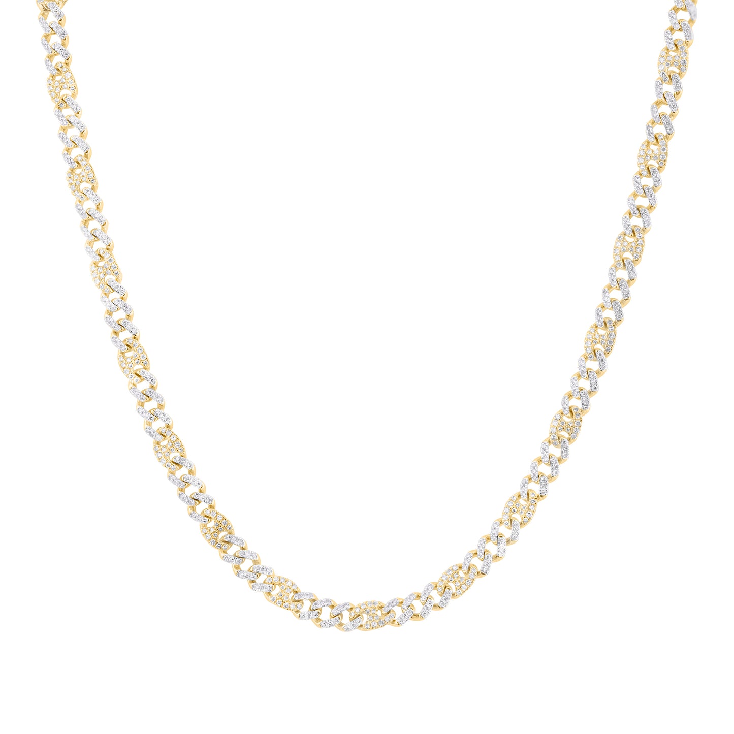 10K Yellow Gold 4 1/5Ctw Natural Diamond Cuban Link Mens Chain (20 Inch)