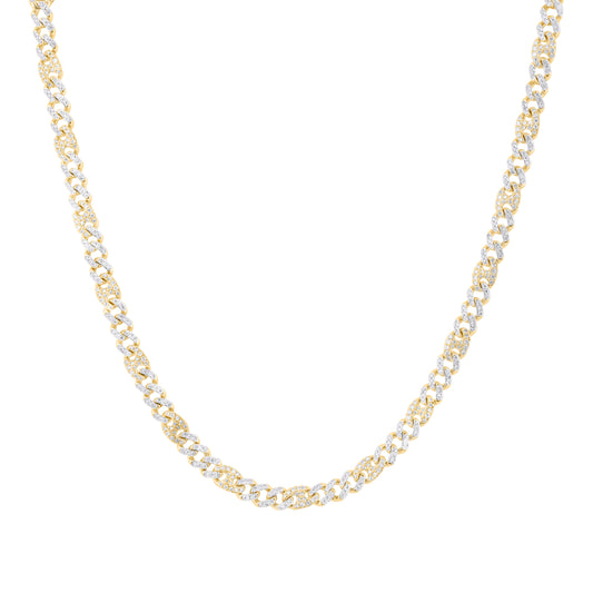 10K Yellow Gold 4 1/5Ctw Natural Diamond Cuban Link Mens Chain (20 Inch)