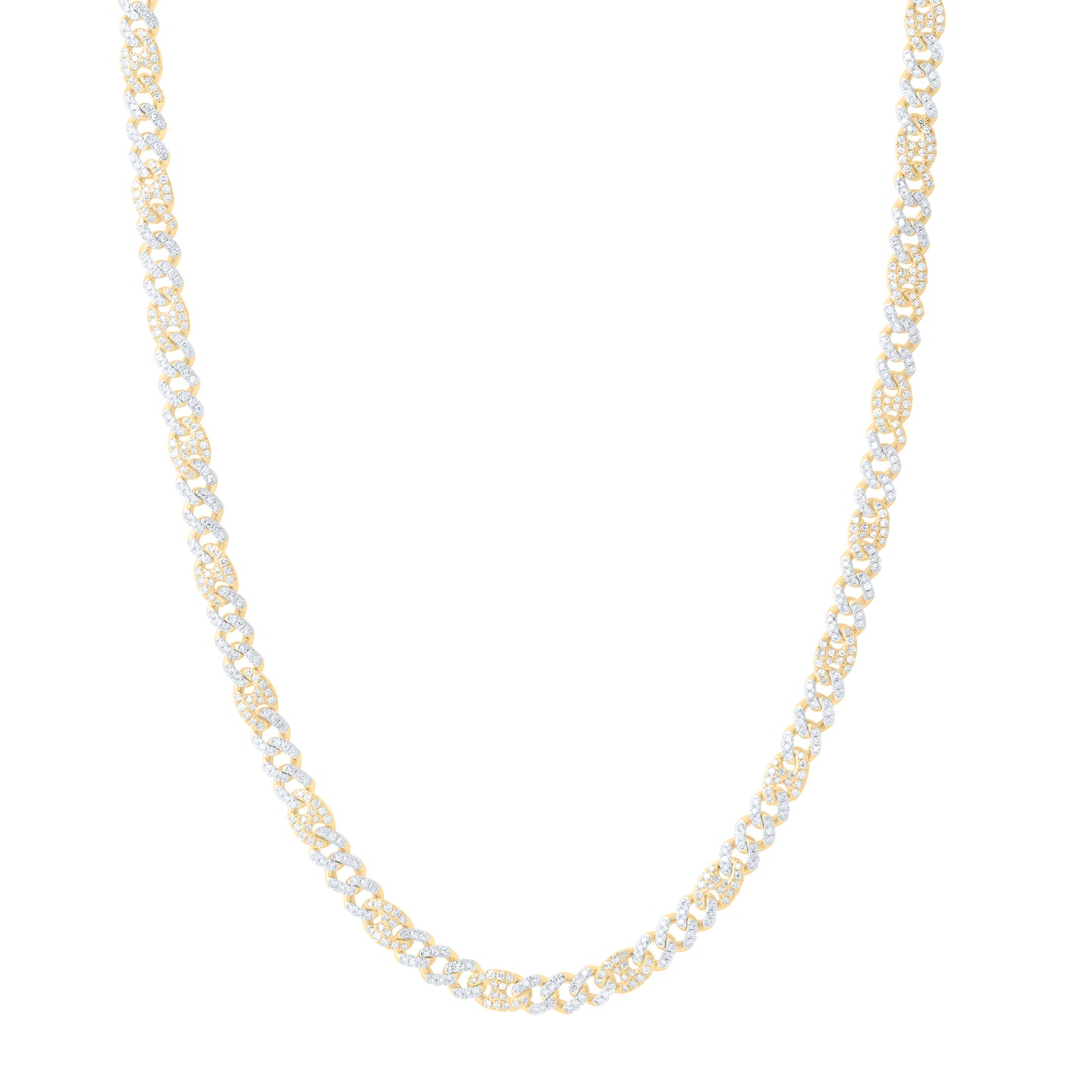 10K Yellow Gold 4 5/8Ctw Natural Diamond Cuban Link Mens Chain (22 Inch)
