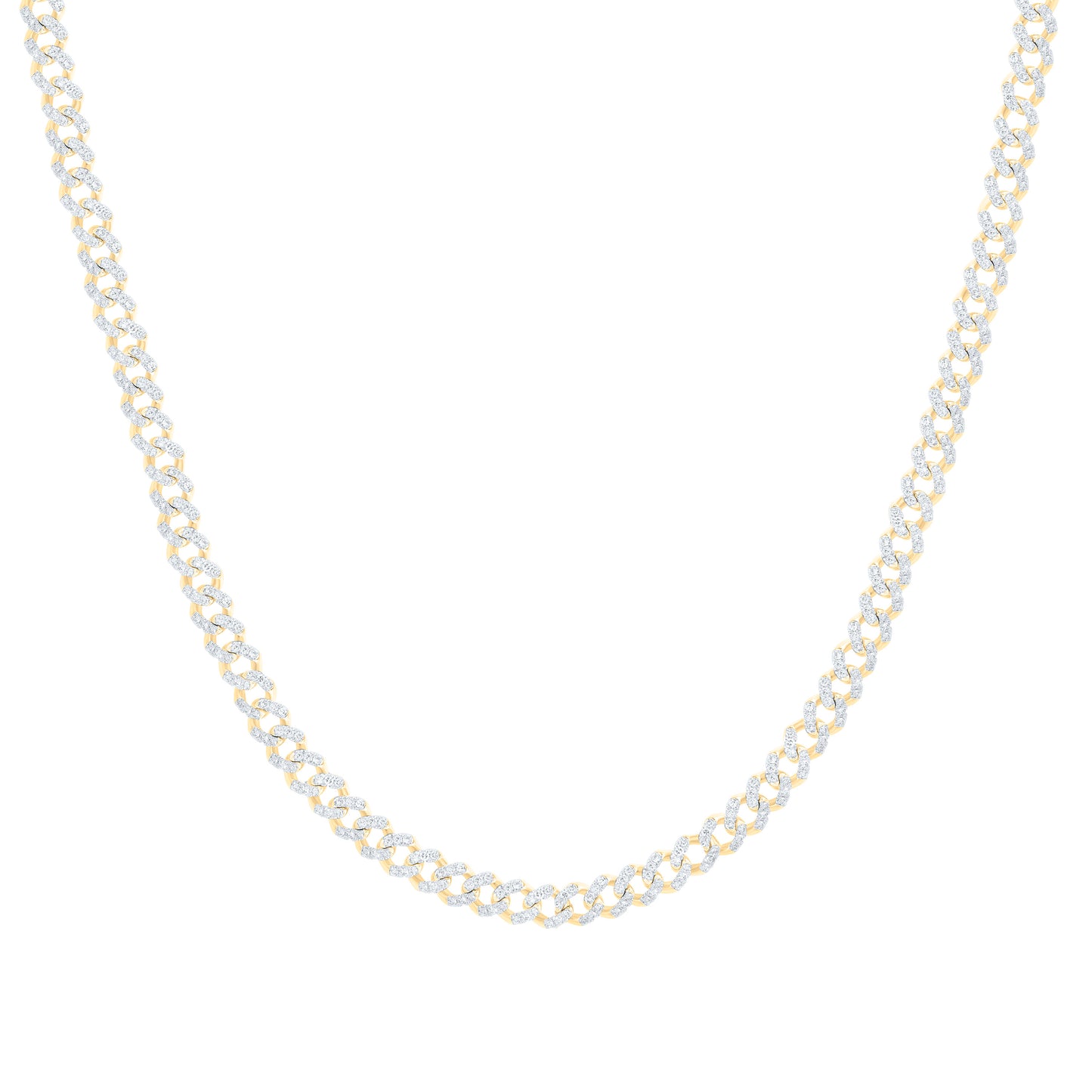 10K Yellow Gold 3 1/2Ctw Natural Diamond Cuban Mens Chain (20 Inch)