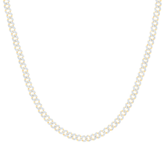 10K Yellow Gold 3 1/2Ctw Natural Diamond Cuban Mens Chain (20 Inch)