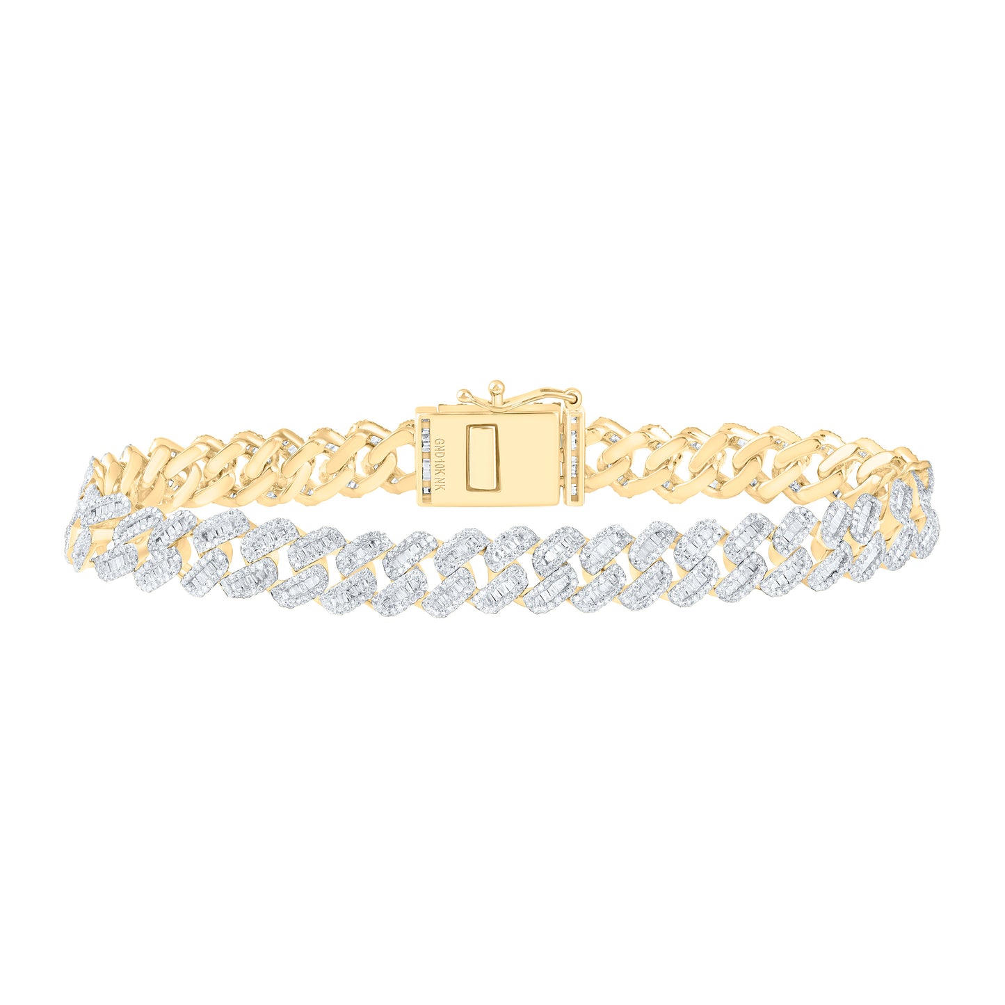 10K Yellow Gold 5 1/3Ctw Natural Diamond Cuban Mens Bracelet (8 Inch)