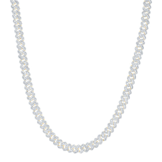 10K Yellow Gold 11 3/4Ctw Natural Diamond Cuban Mens Chain (22 Inch)