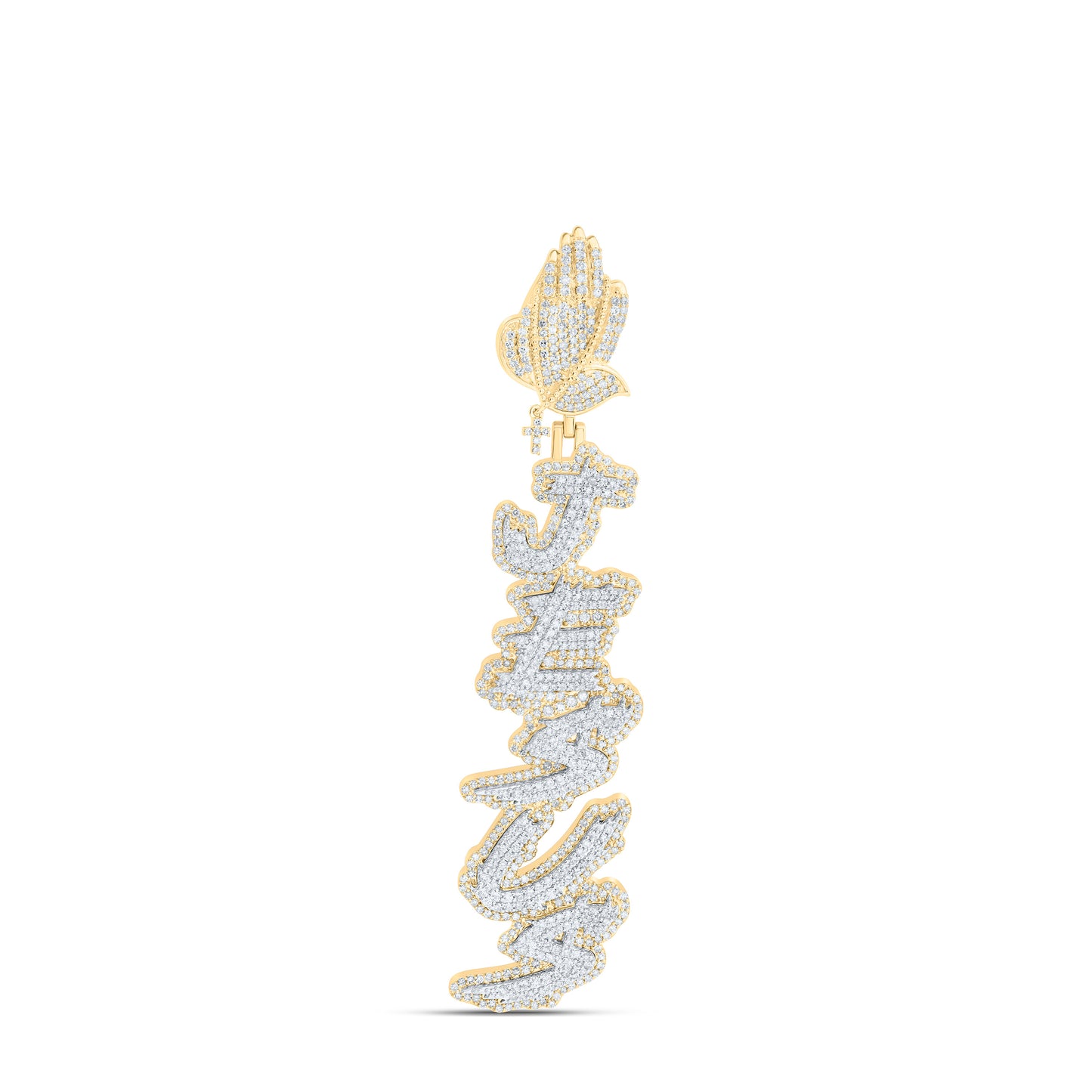 10K Yellow Gold 3Ctw Natural Diamond Jesus  Mens Charm
