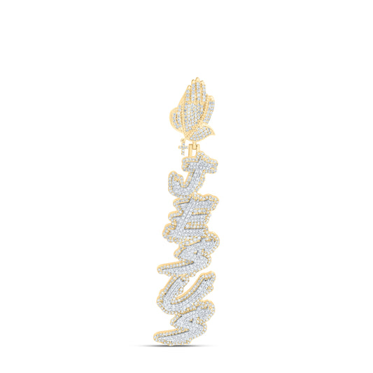10K Yellow Gold 3Ctw Natural Diamond Jesus  Mens Charm