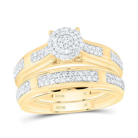 10K Yellow Gold 3/4Ctw Natural Diamond Fashion Round Trio Set