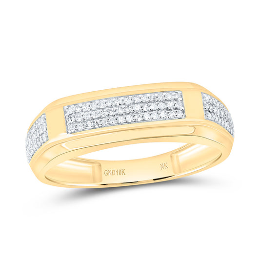10K Yellow Gold 1/3 Cttw Natural Diamond Mens Band