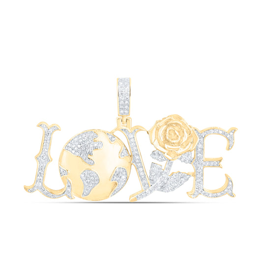 10K Yellow Gold 1/2Ctw Natural Diamond Love Mens Charm