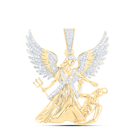10K Yellow Gold 3/8Ctw Natural Diamond Archangel Mens Charm