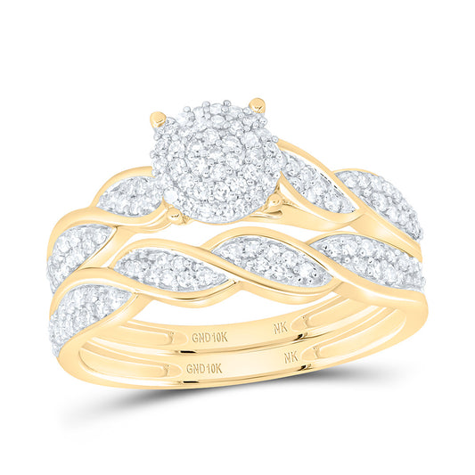 10K Yellow Gold 3/8Ctw Natural Diamond Fashion Round Bridal Set