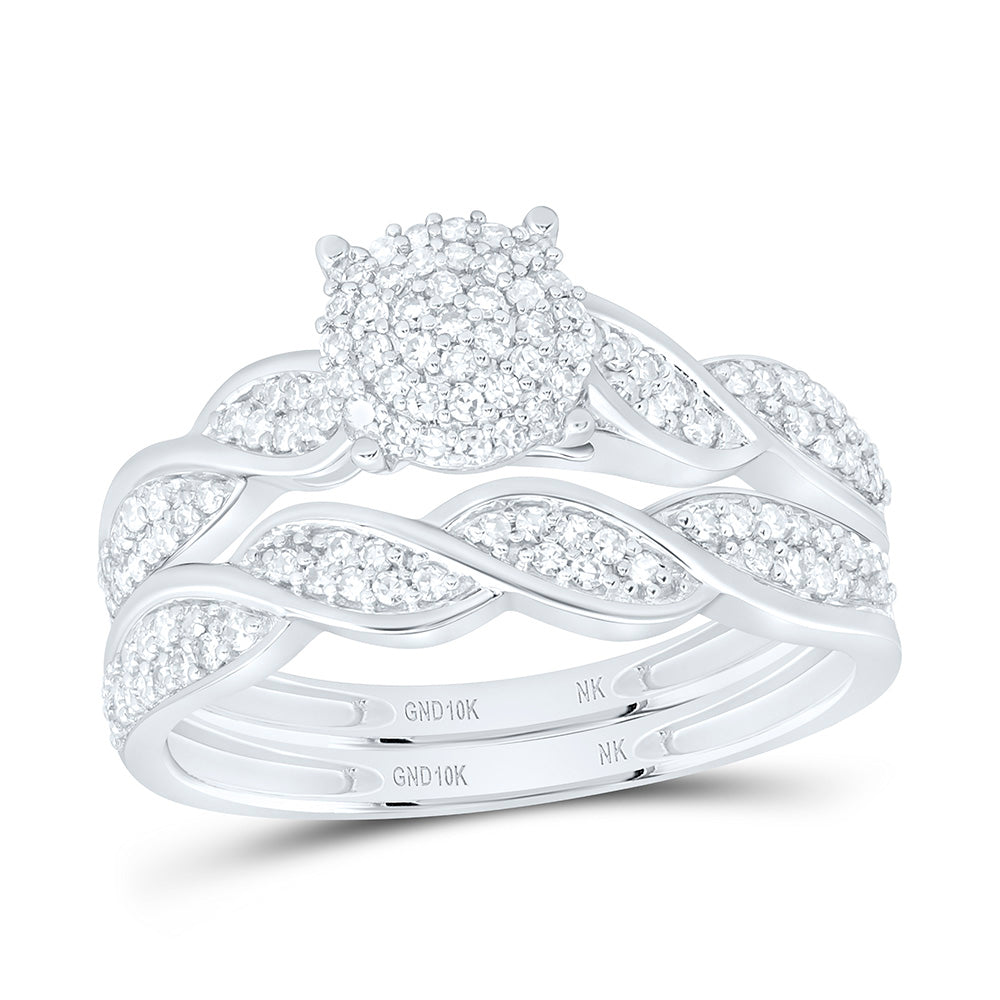 10K Yellow Gold 3/8Ctw Natural Diamond Fashion Round Bridal Set