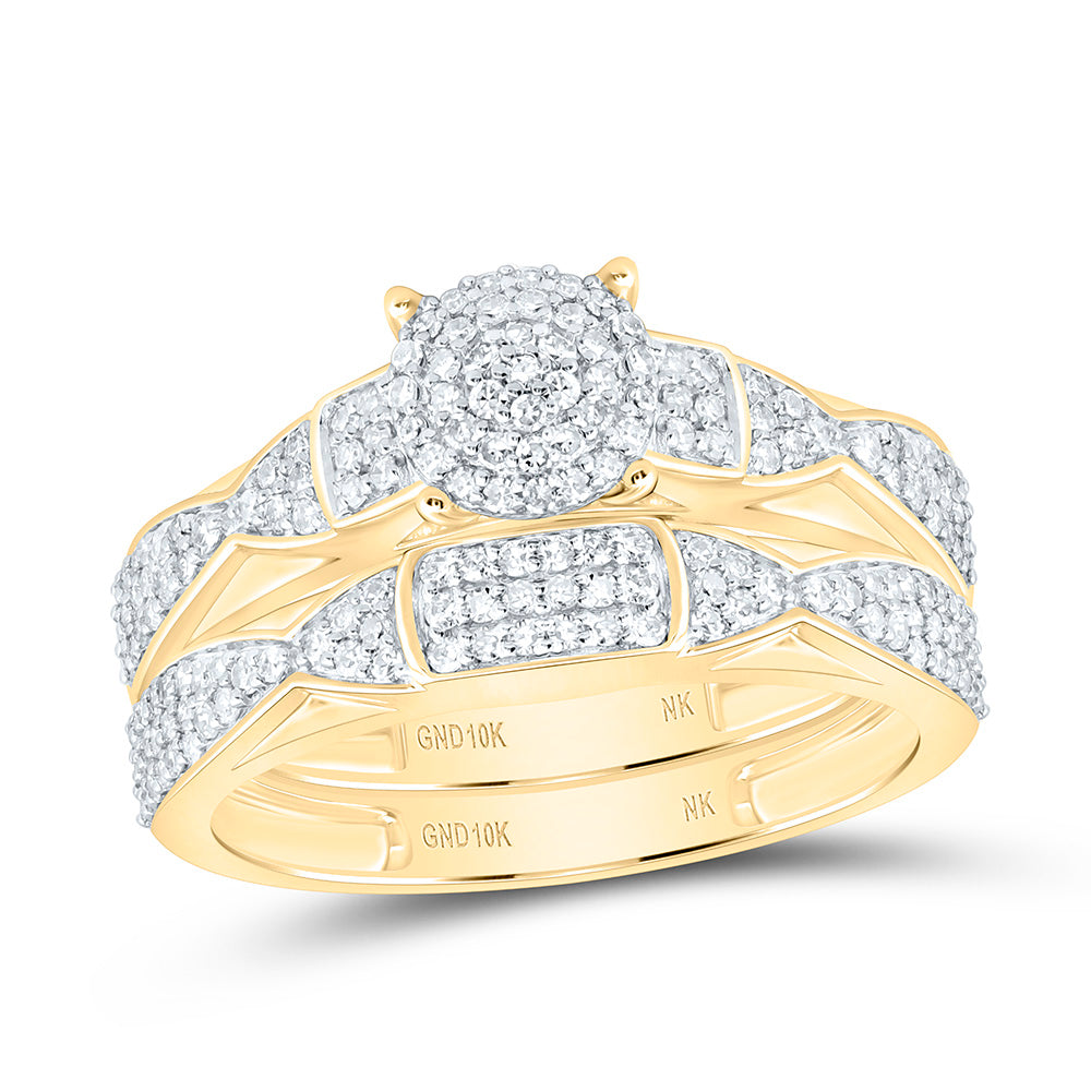 10K Yellow Gold 7/8Ctw Natural Diamond Fashion Round Trio Set