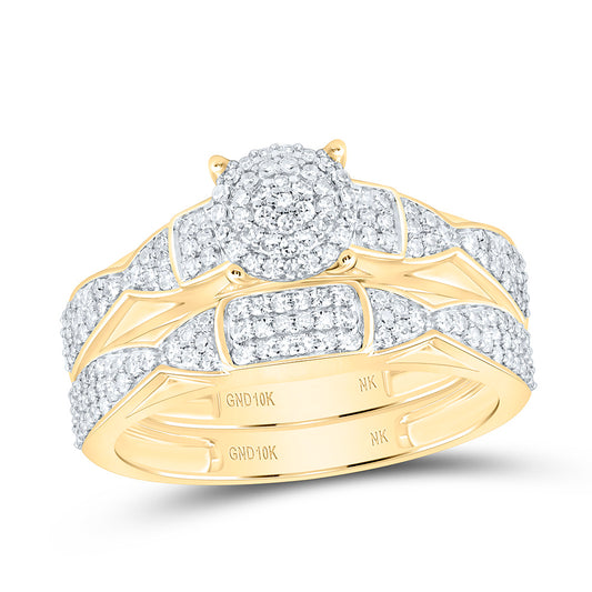 10K Yellow Gold 7/8Ctw Natural Diamond Fashion Round Trio Set